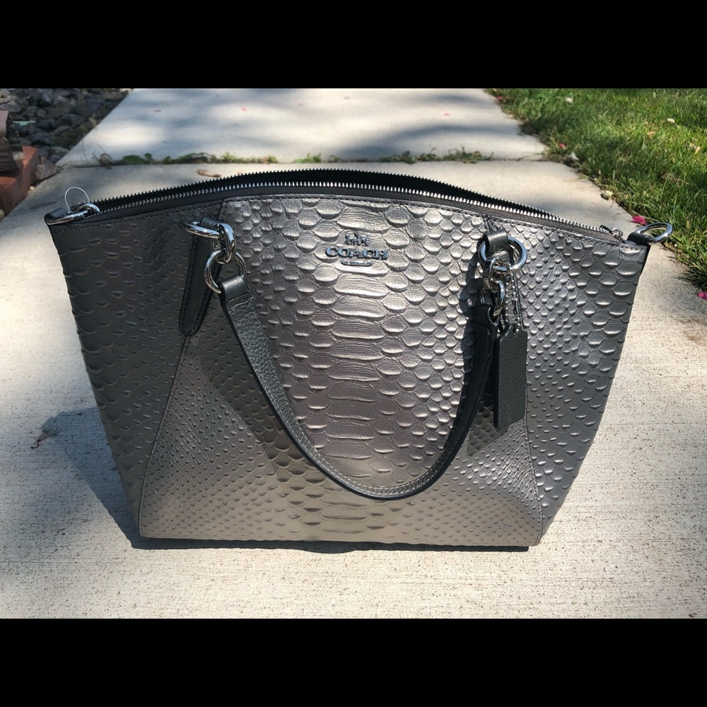 Coach Small Kelsey Crossbody Silver Python Print
